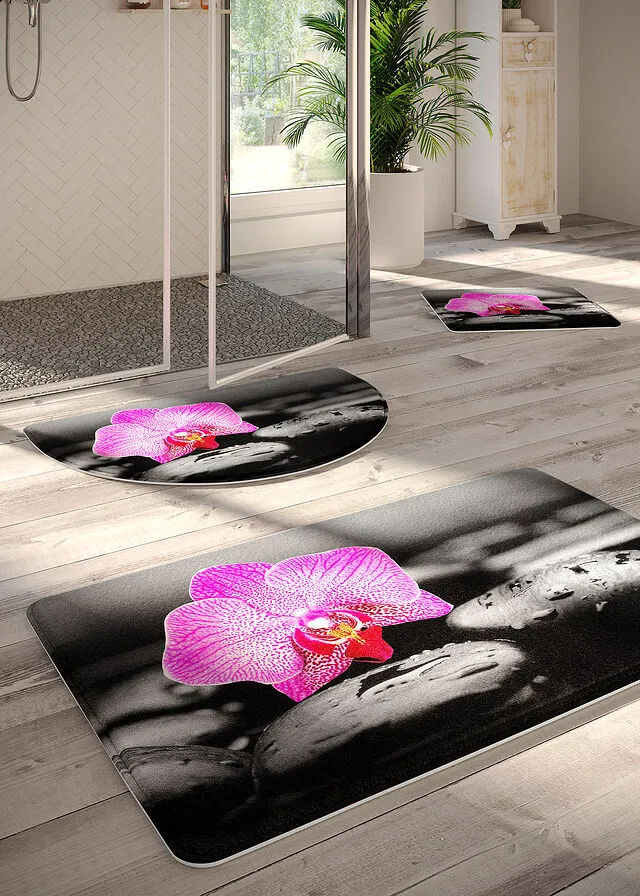 Alfombra de baño con espuma viscoelástica Rosa-gris