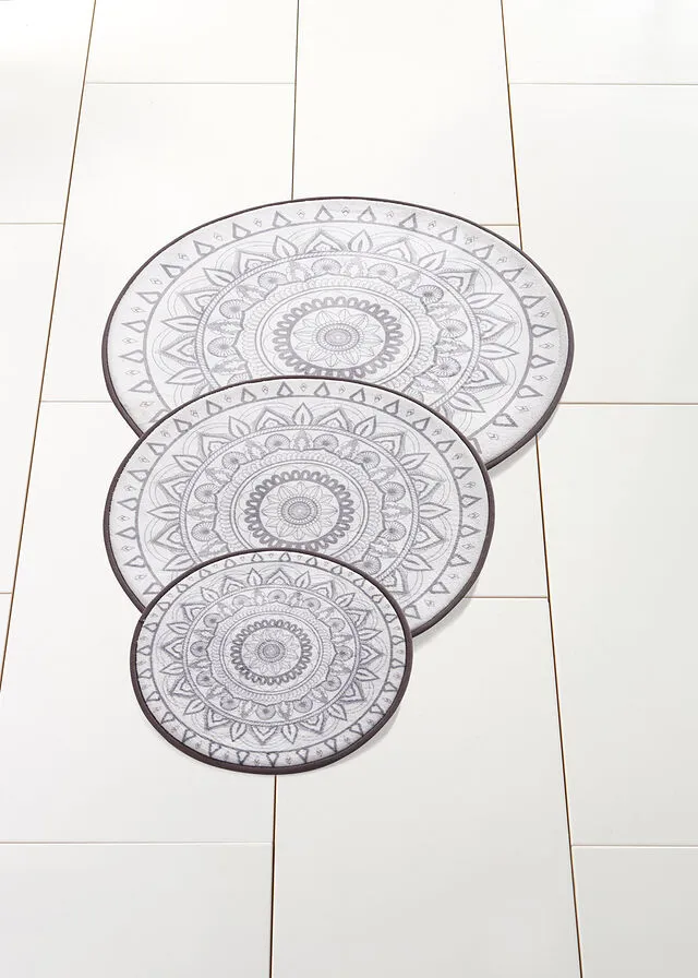 Alfombra de baño redonda con espuma viscoelástica Gris