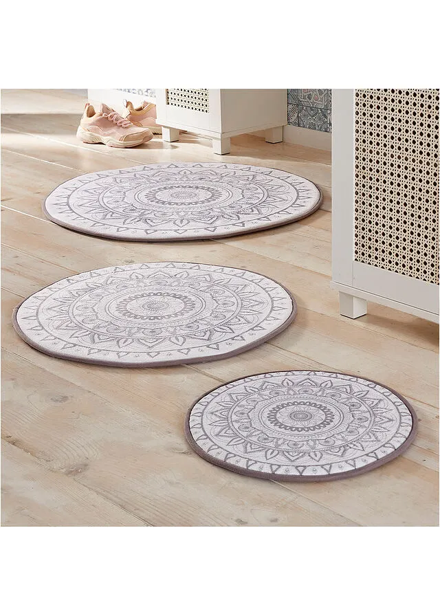 Alfombra de baño redonda con espuma viscoelástica Gris