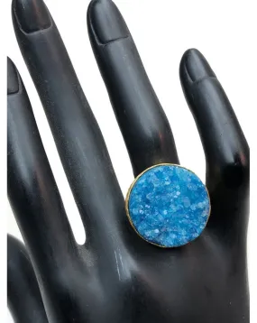 ANILLOS MUJER CON BAÑO DE ORO Y AZUL DE PIEDRAS NATURALES