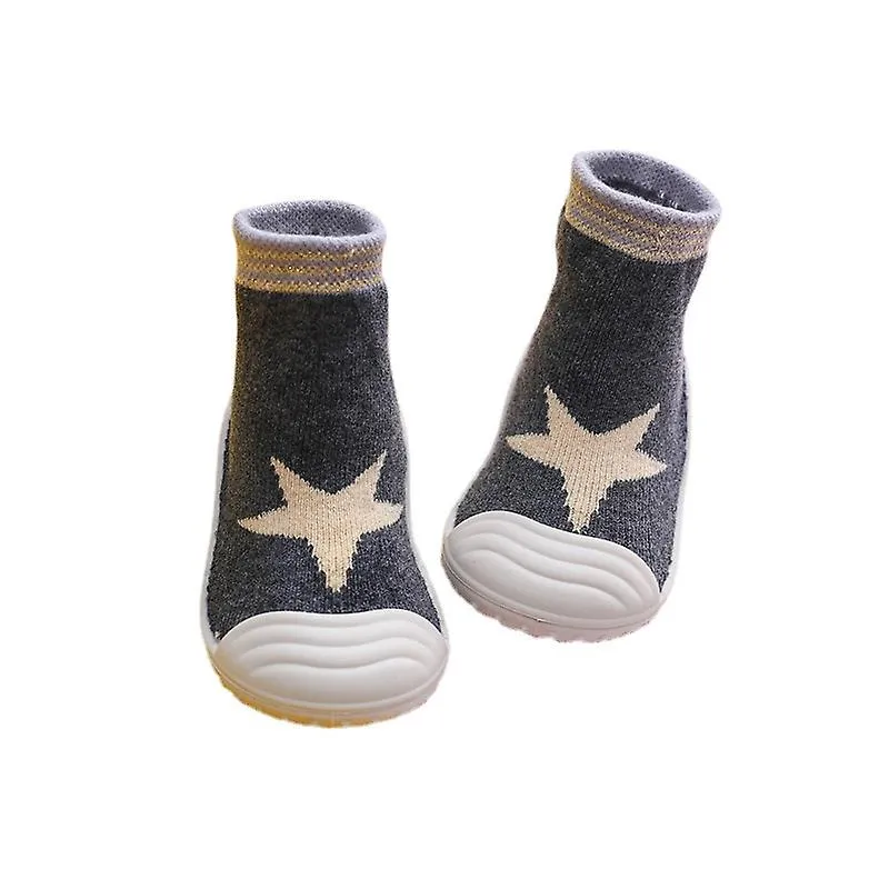 Baby Toddler Sock Shoes-6-toddler Grey Star Infant Soft Rubber Sole Shoes Breathable Cotton First Walking Shoes Anti-slip For Ki