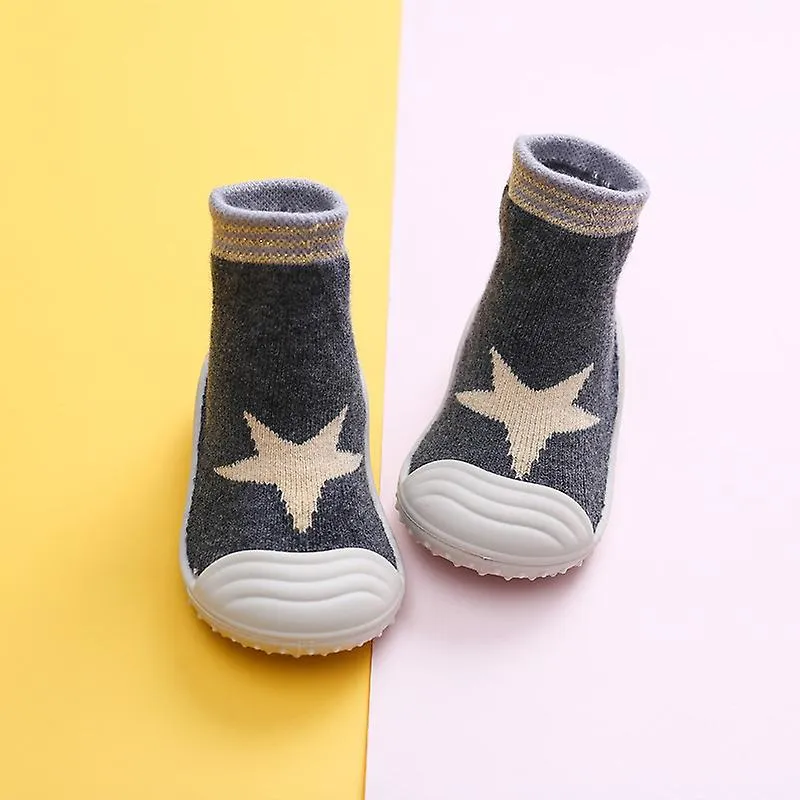 Baby Toddler Sock Shoes-6-toddler Grey Star Infant Soft Rubber Sole Shoes Breathable Cotton First Walking Shoes Anti-slip For Ki