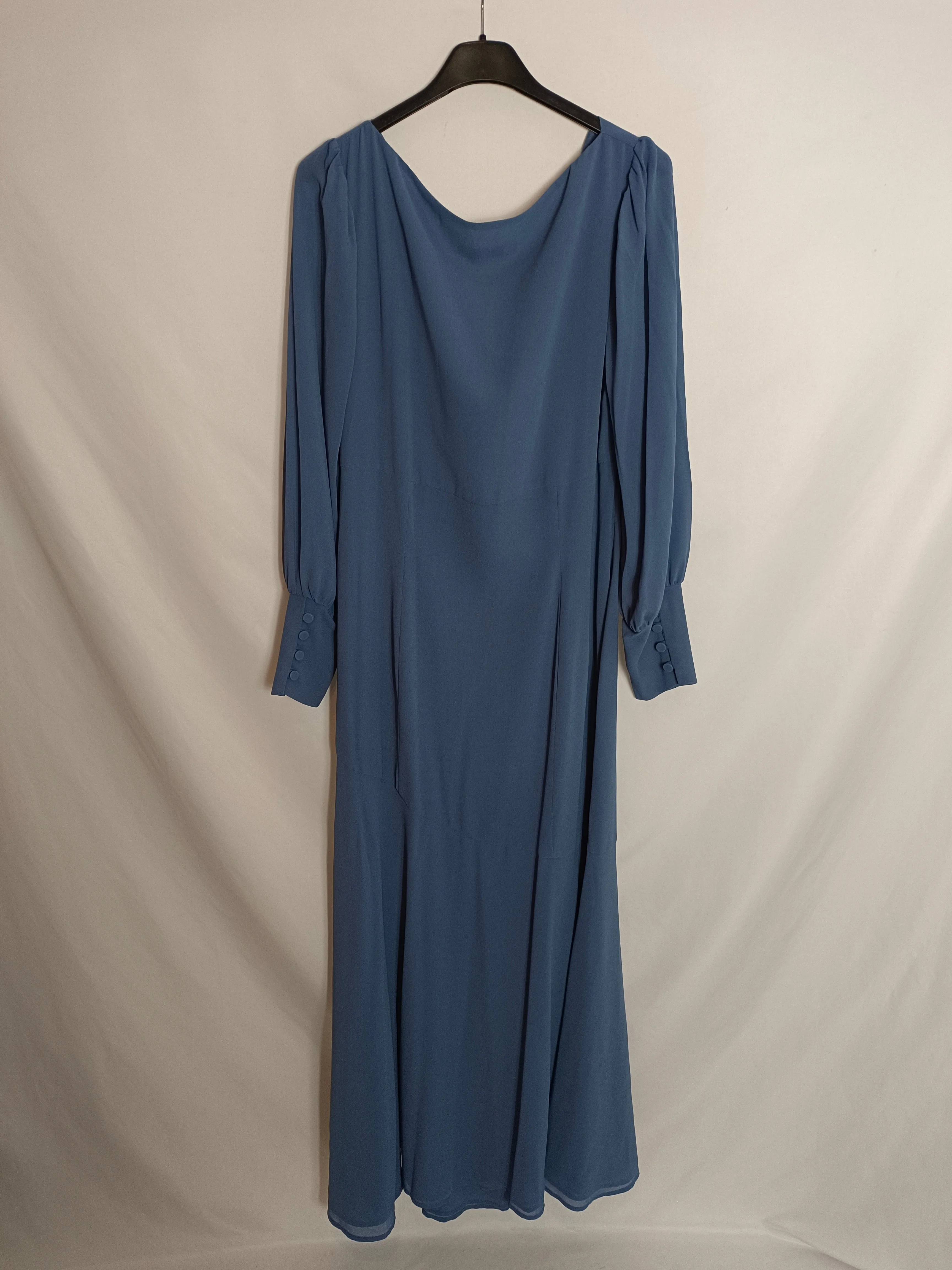 BIMANI. Vestido fruncido  azul T.40