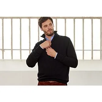 Black half-zip wool jumper - KENNETH