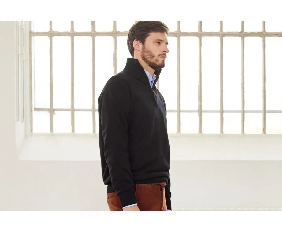 Black half-zip wool jumper - KENNETH