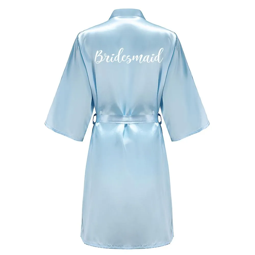 Blue Women Bathrobe White Letter Bride Bridesmaid Mother Maid of Honor Get Ready Bridal Party Robes Gifts Dressing Gown