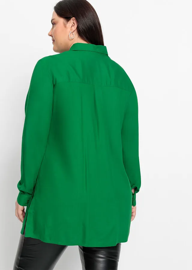 Blusa larga con abertura Verde