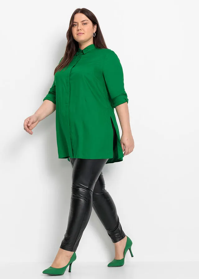 Blusa larga con abertura Verde