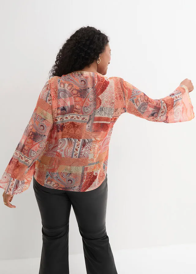 Blusa Naranja suave estampado