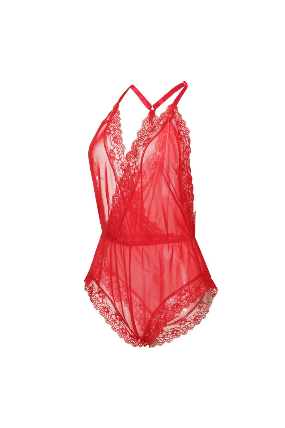 Body corto rojo con velo transparente