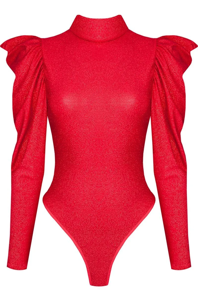 Body drapeado rojo brillante 