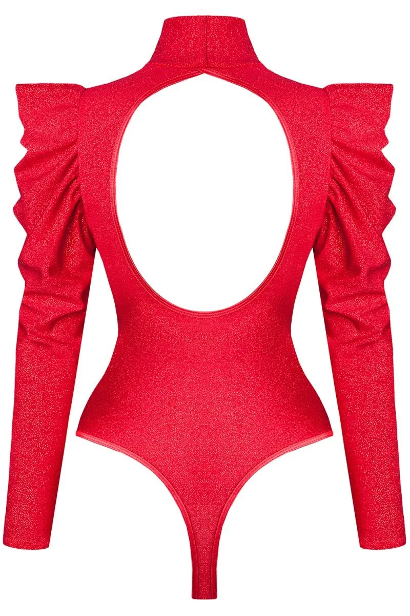 Body drapeado rojo brillante 