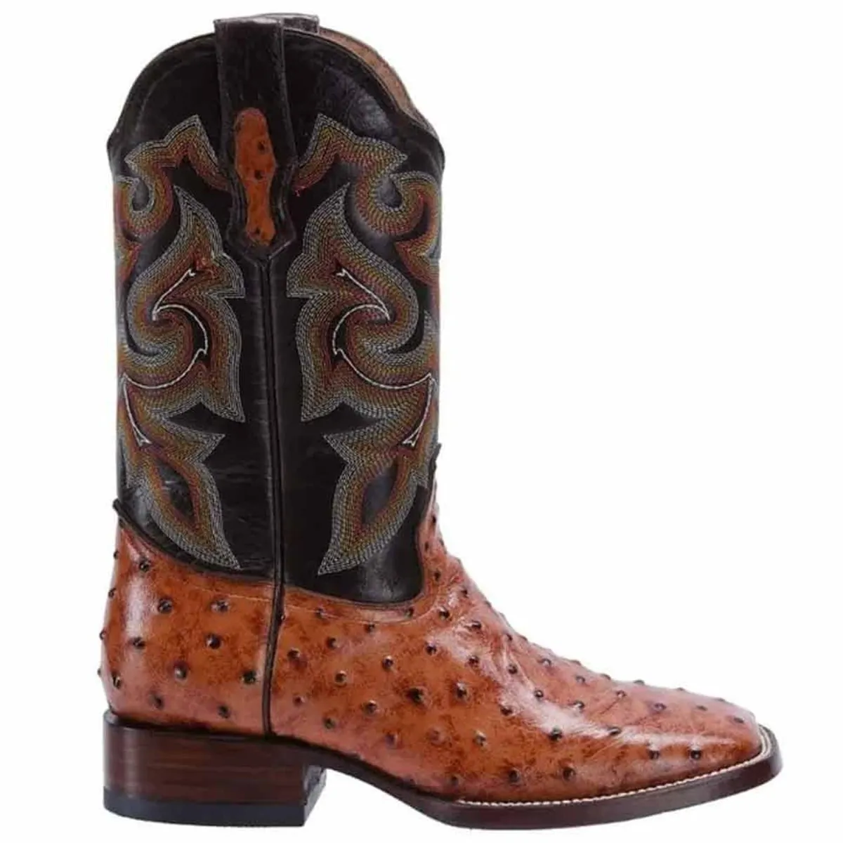 Botas de Avestruz Grabada Horma Rodeo Cuadrada Color Shedron JB-BD701SH