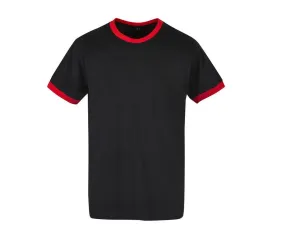 Build Your Brand BYB022 - RINGER TEE - Black / City Red