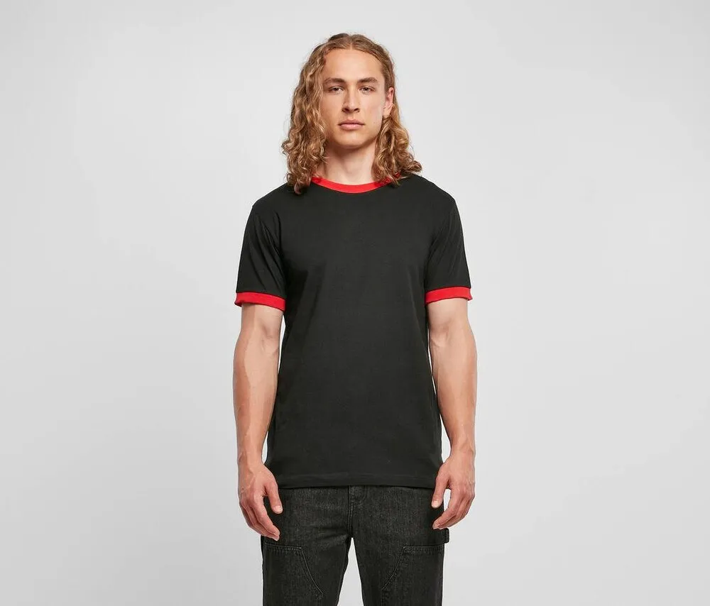 Build Your Brand BYB022 - RINGER TEE - Black / City Red