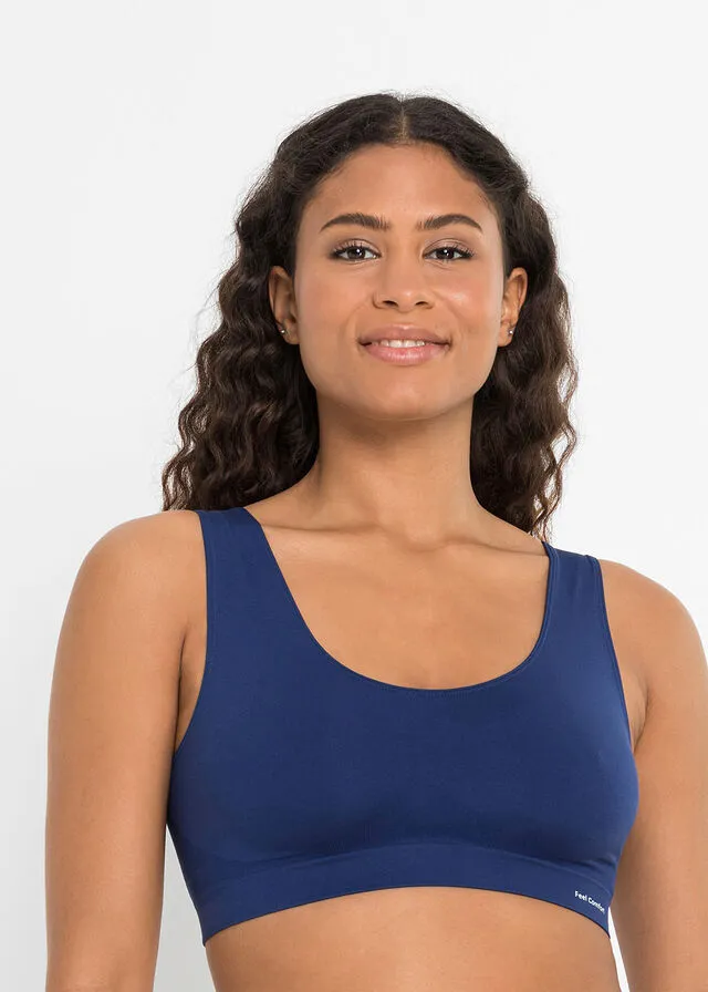 Bustier Feel Comfort sin costuras (2 unidades) Azul noche + azul noche