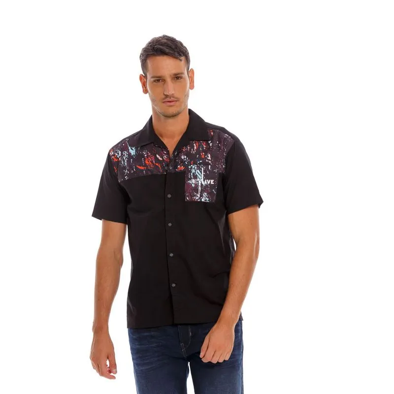 Camisa Manga Corta Denim Para Hombre