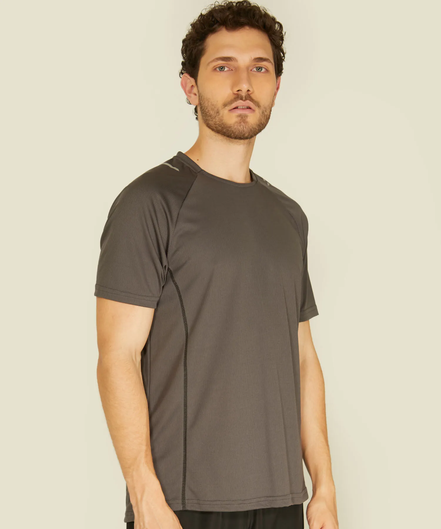 Camiseta Para Hombre De Diseño Deportivo, Cuello Redondo, Manga Corta De Tejido Texturizado-