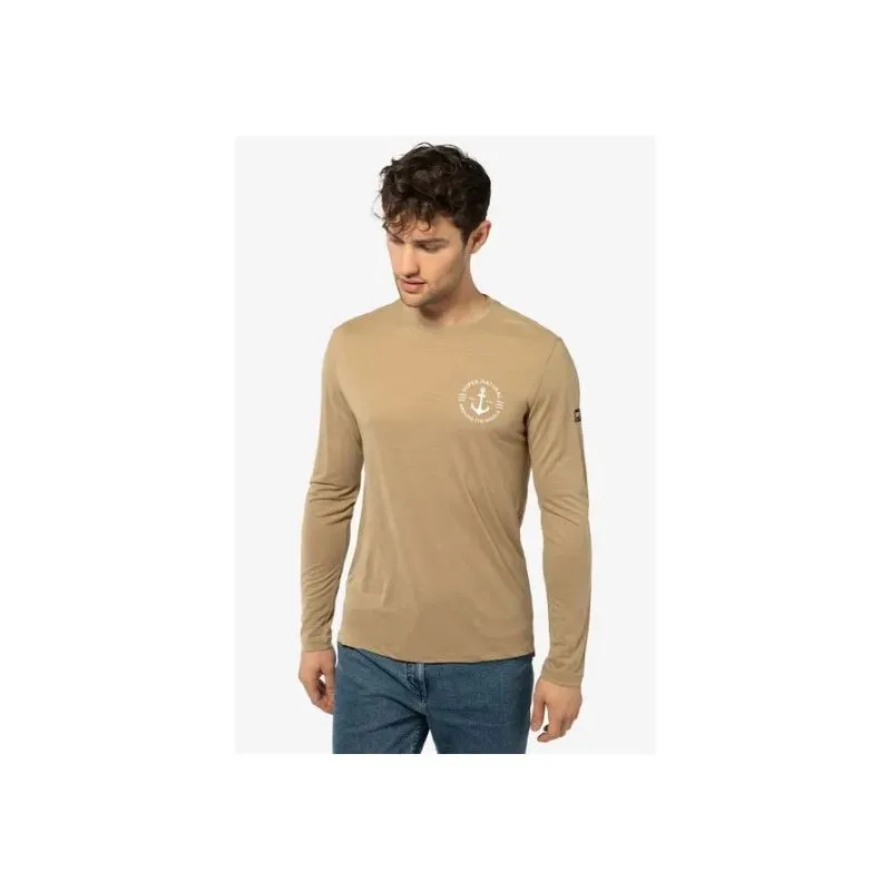 Camiseta SUPER.NATURAL M Sn Pier LS para hombre (roble/gris pluma/blanco fresco)