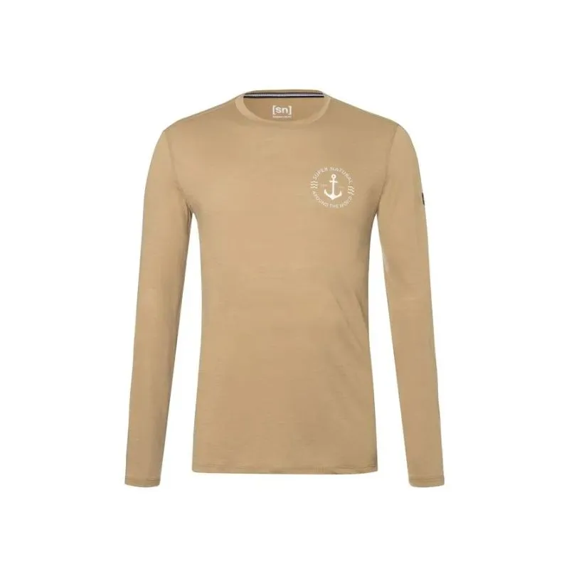 Camiseta SUPER.NATURAL M Sn Pier LS para hombre (roble/gris pluma/blanco fresco)