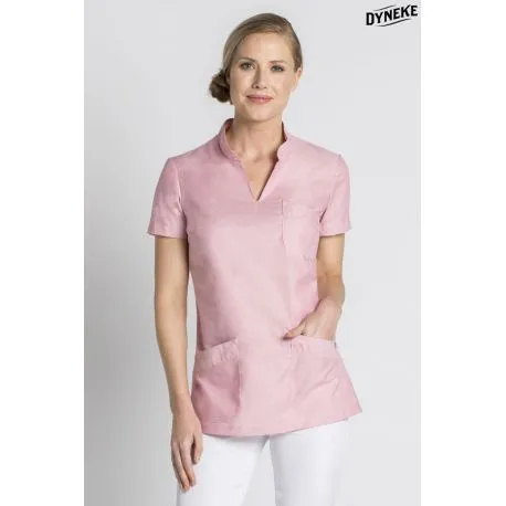 Casaca sanidad en rosa con cuello mao