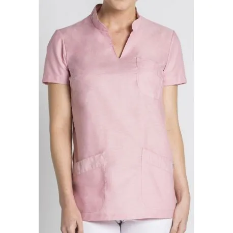 Casaca sanidad en rosa con cuello mao