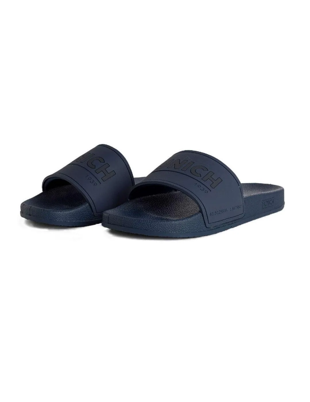 Chanclas Munich Flat slider azul tira ancha para hombre