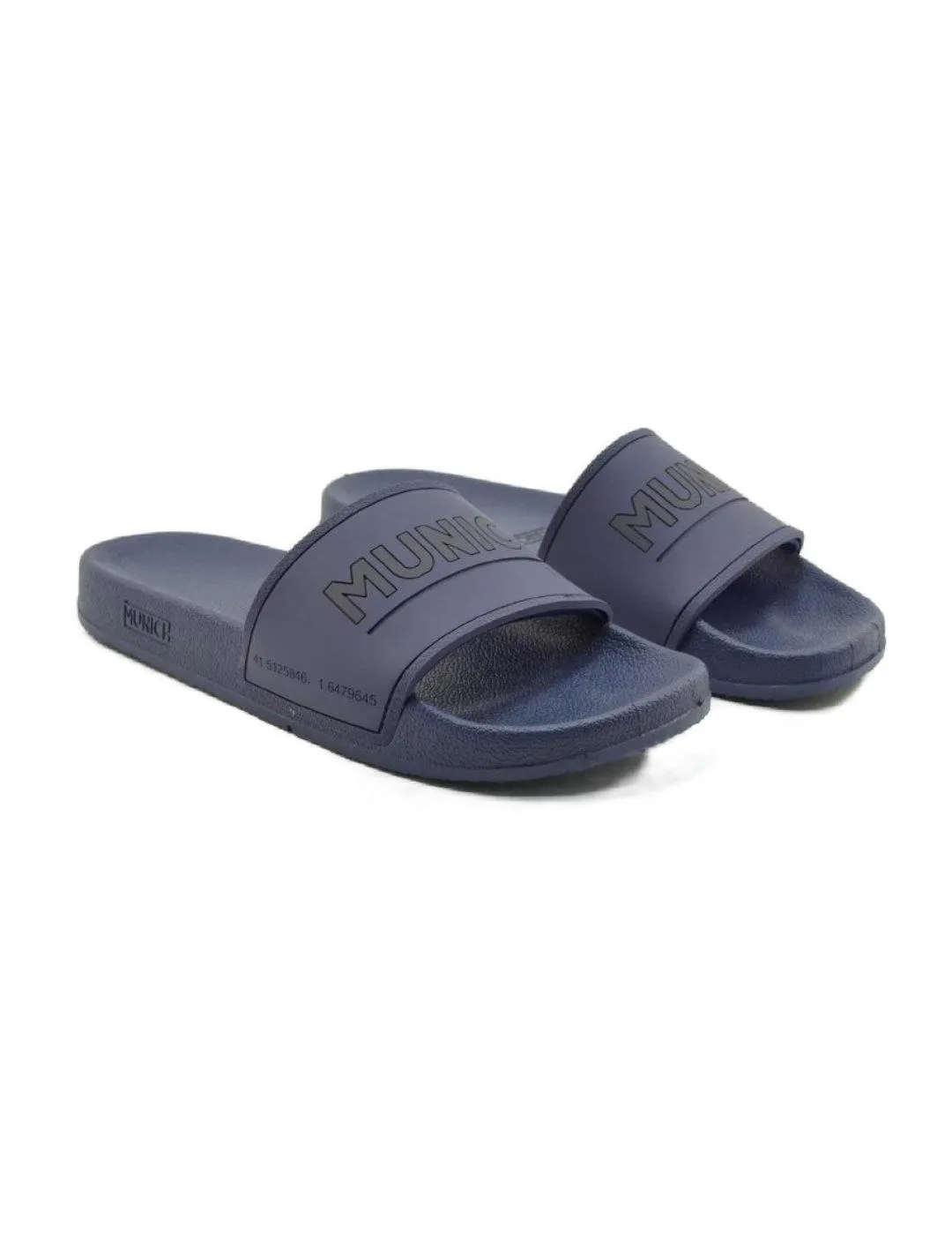 Chanclas Munich Flat slider azul tira ancha para hombre