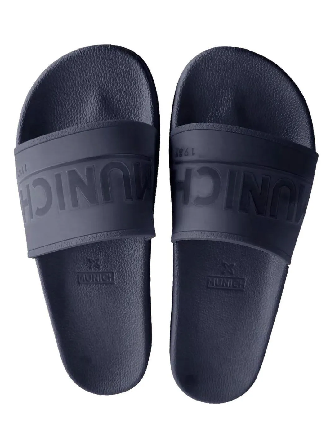 Chanclas Munich Flat slider azul tira ancha para hombre