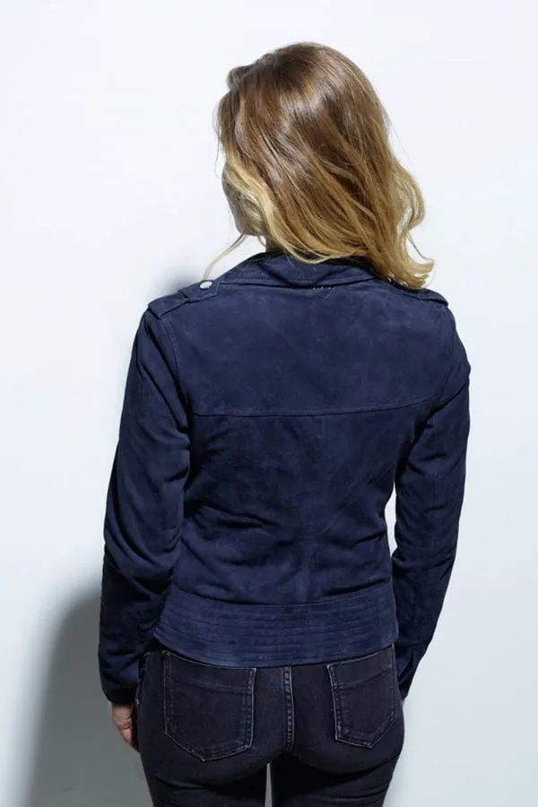 Chaqueta Mujeres Rose Garden Vela Goat Suede Navy Blue