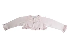 Chaquetita de niña con volantes rosa. P-V