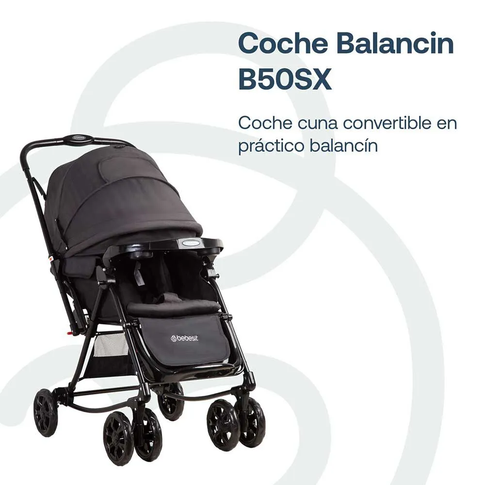 Coche Cuna Melange Negro Bebesit