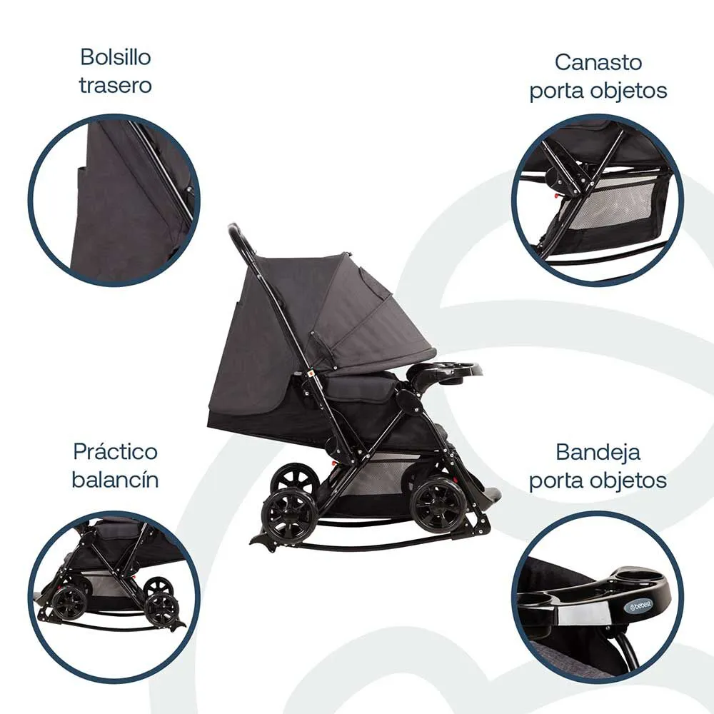 Coche Cuna Melange Negro Bebesit