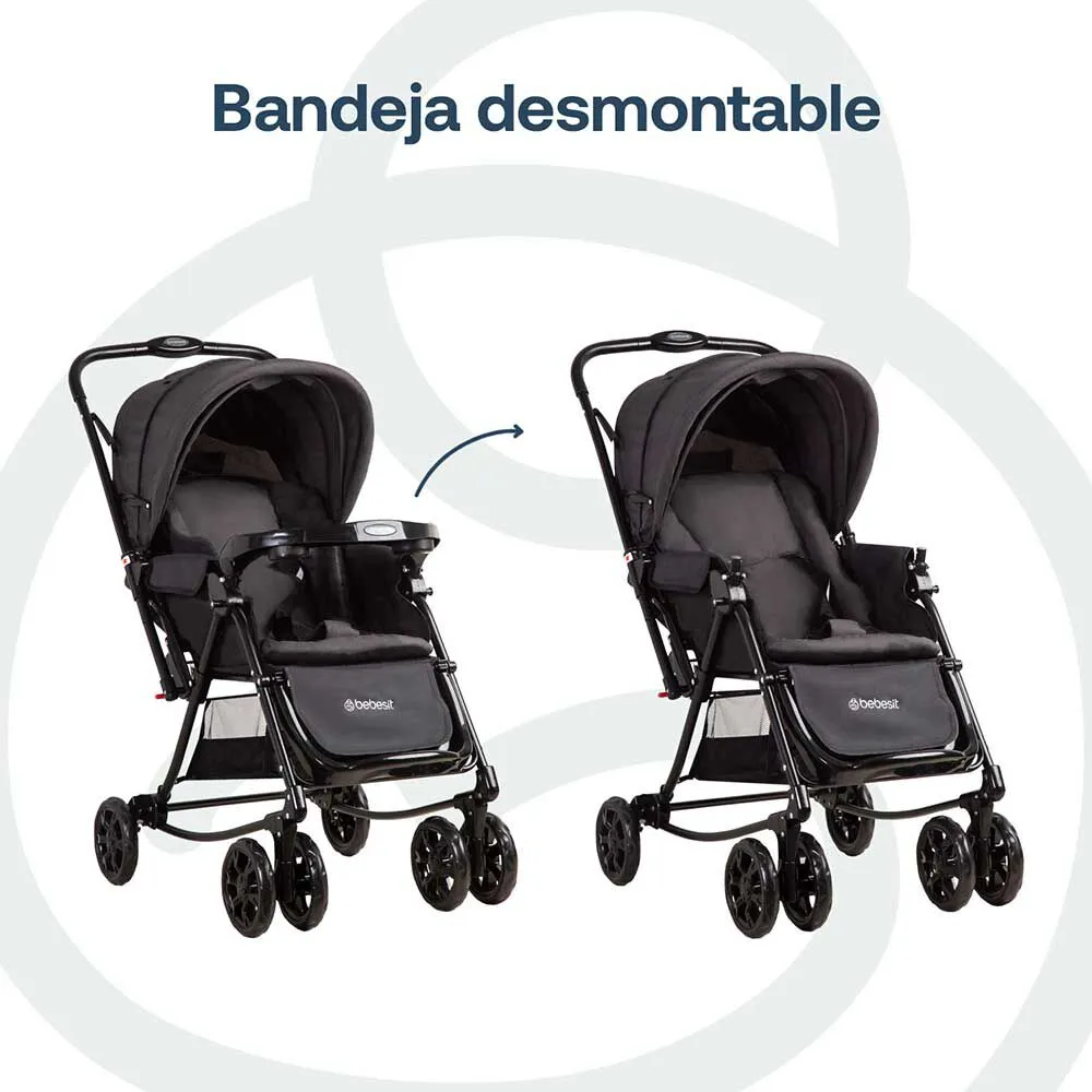 Coche Cuna Melange Negro Bebesit