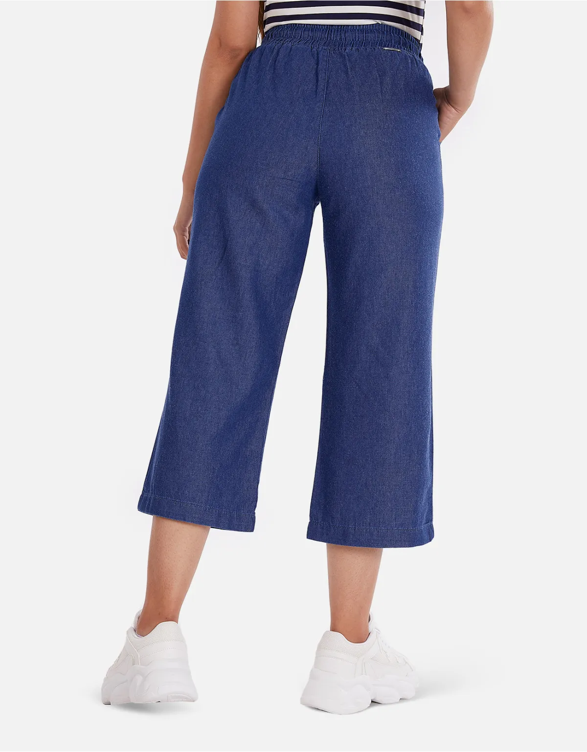 Cropped culotte azul tiro alto mm