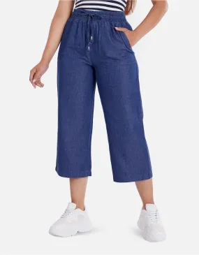 Cropped culotte azul tiro alto mm