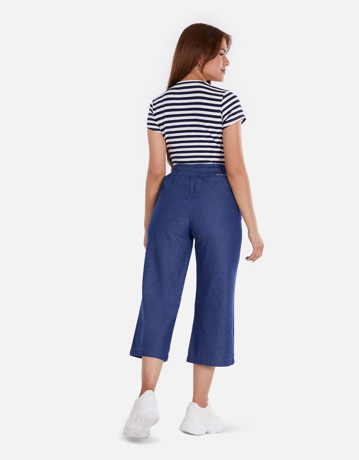 Cropped culotte azul tiro alto mm