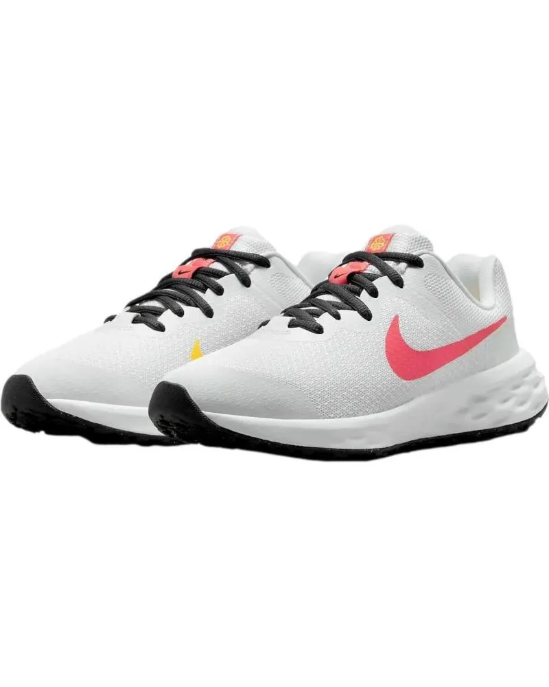 Deportivas NIKE  de Mujer y Niña DD1096-101 REVOLUTION 6 WHITE-SEA CORAL-GRIDIRON-LASER ORANGE 