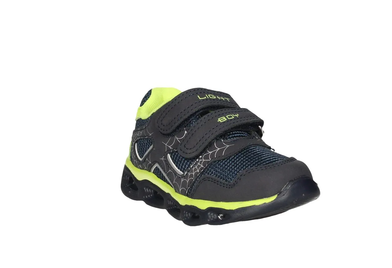 Deportivo Dos Velcros Azul/amarillo Fluor TelaraÑas Luces