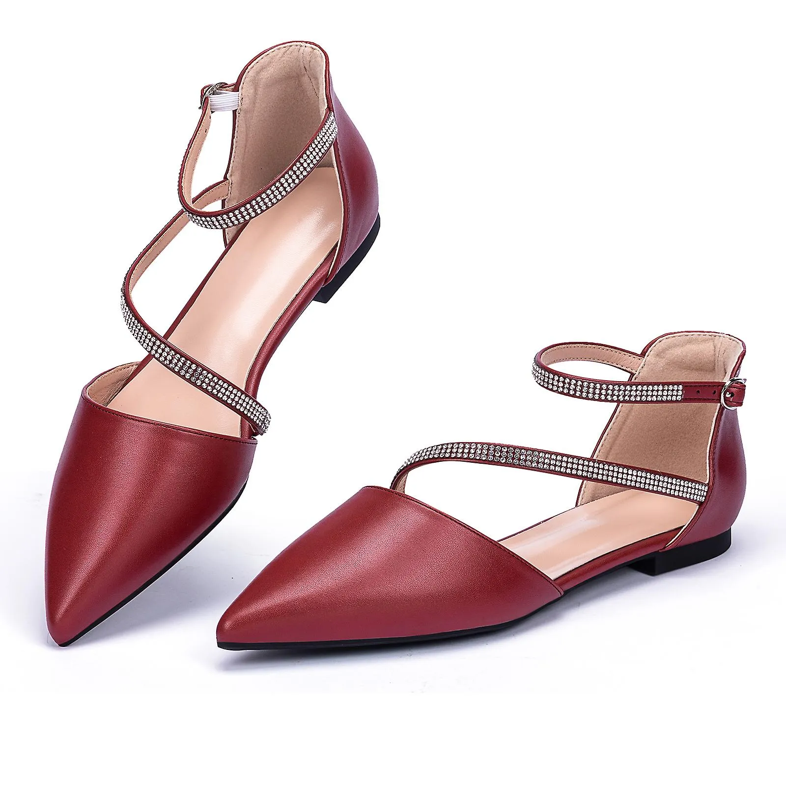 Flapointed Women's Flats Shoes D'orsay Pointed Toe Shoes With Ankle Straps Fashion Casual Dress Shoes For Women Wedding 