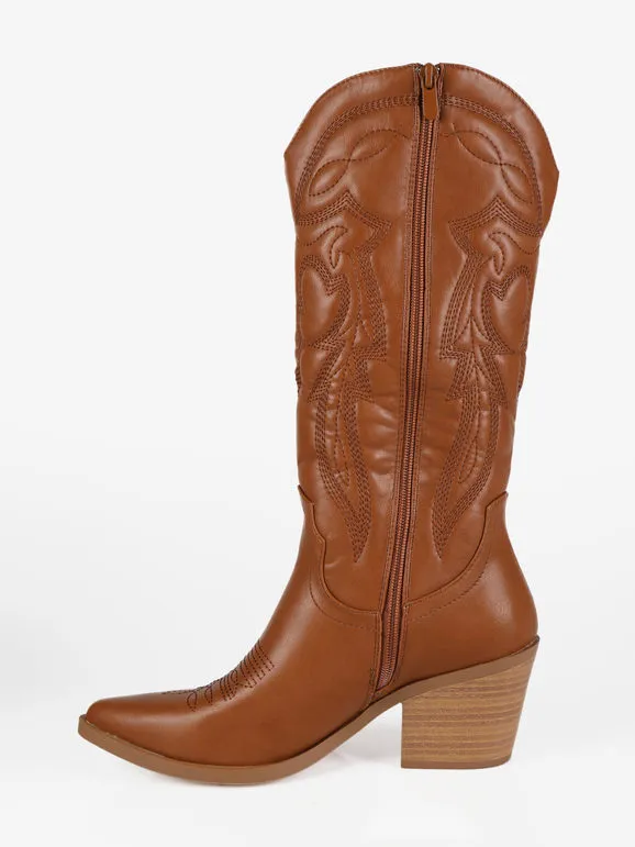 Flyfor Botas texanas de mujer con punta