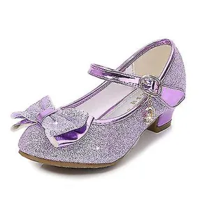 Girls Shoes Knot High-heel Shiny Kids Children's Single Shoes Present