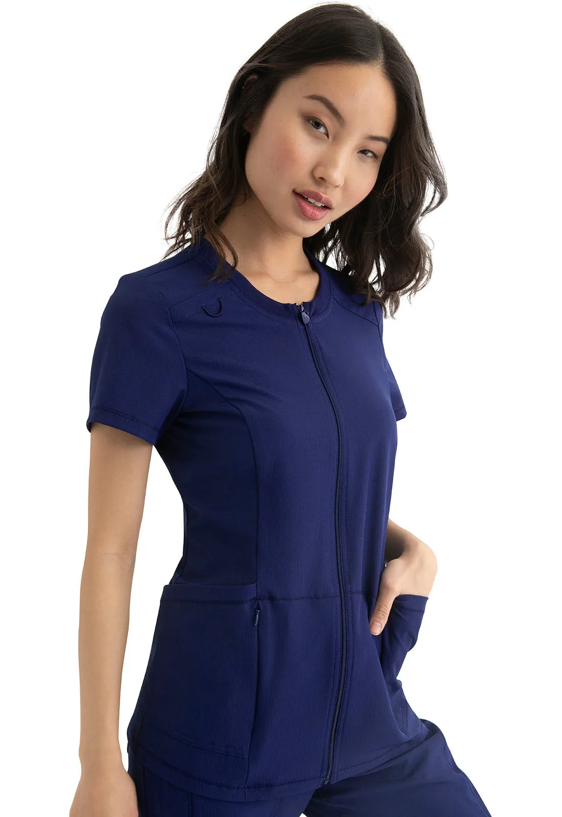 HeartSoul Zip Front Top in Navy