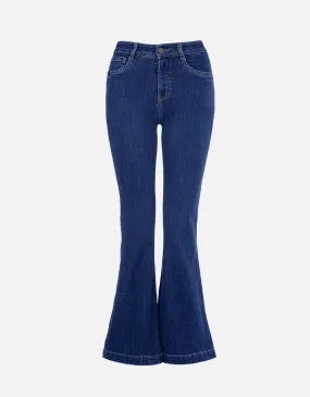 Jean flare azul tiro alto mm