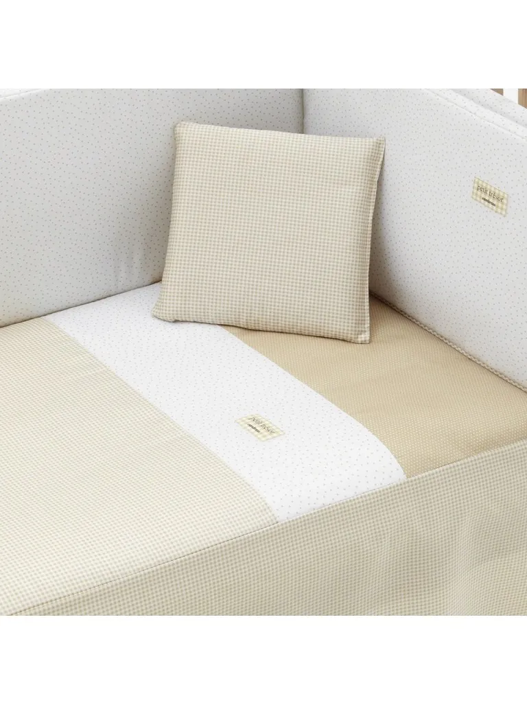 JGO 2 PCS.COLCHA I-V. CUNA 70 VICHY10 BEIGE 70x140x3 CM