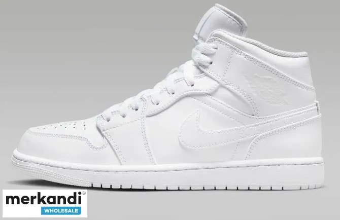 JORDAN 1 MID TRIPLE BLANCO - 554724-136 - 100% auténtico con cajas originales