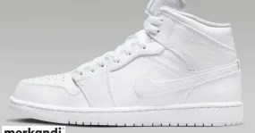 JORDAN 1 MID TRIPLE BLANCO - 554724-136 - 100% auténtico con cajas originales