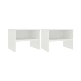 Mesitas de noche 2 uds madera contrachapada blanco 40x30x30 cm