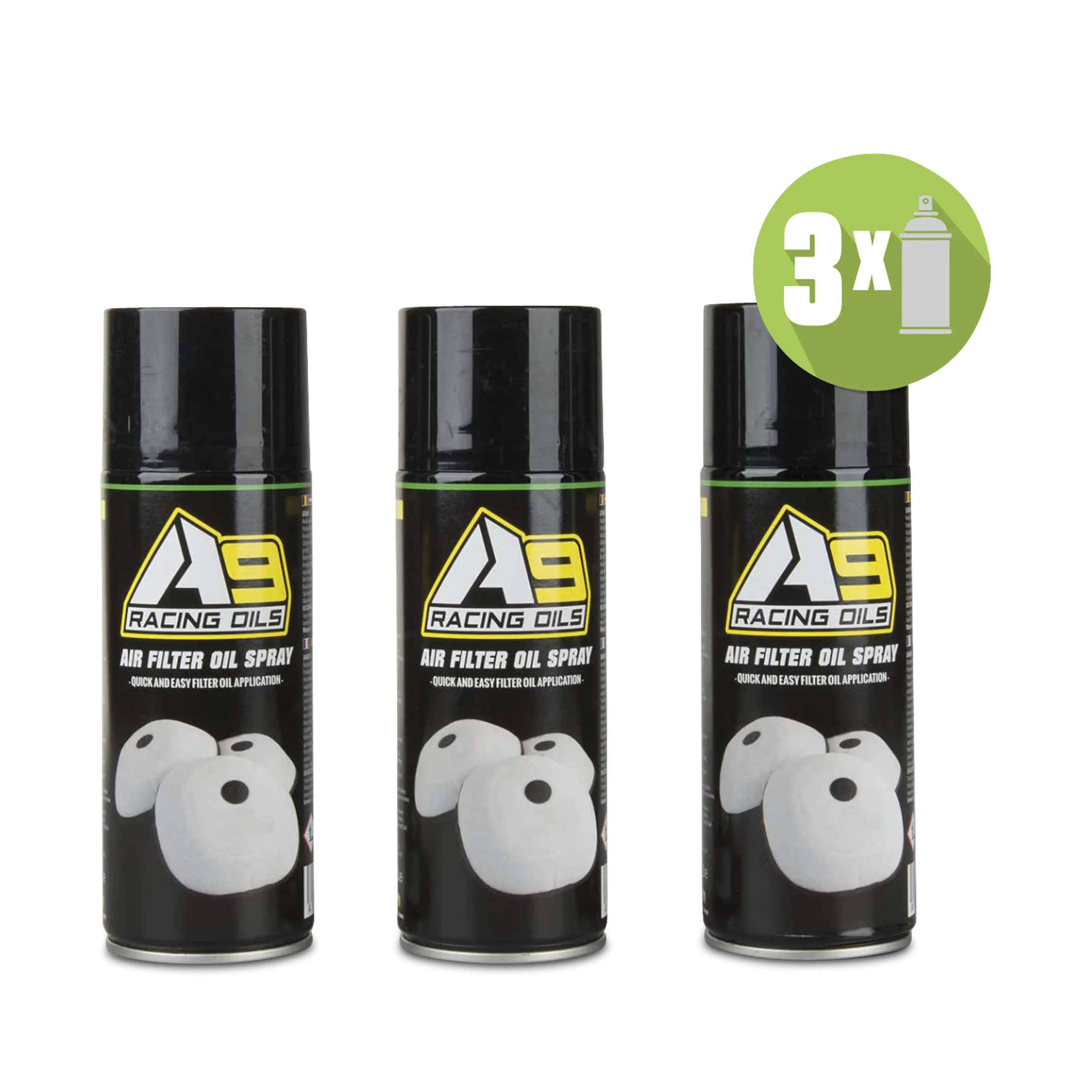 Pack-3 Espray Aceite de Filtro de Aire A9 Racing 400ml