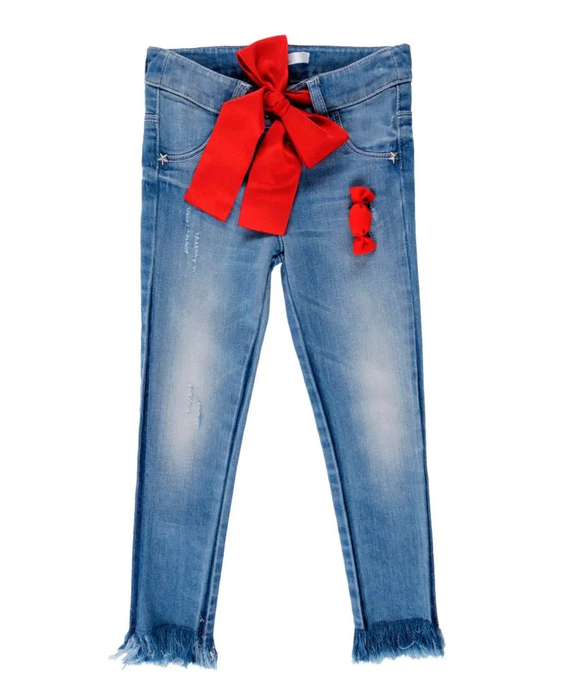 Pantalon Vaquero Niña L:U L:U Lazo Rojo